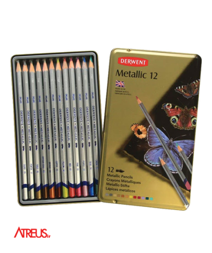 مداد رنگی حرفه ای متالیک 12رنگ DERWENT
