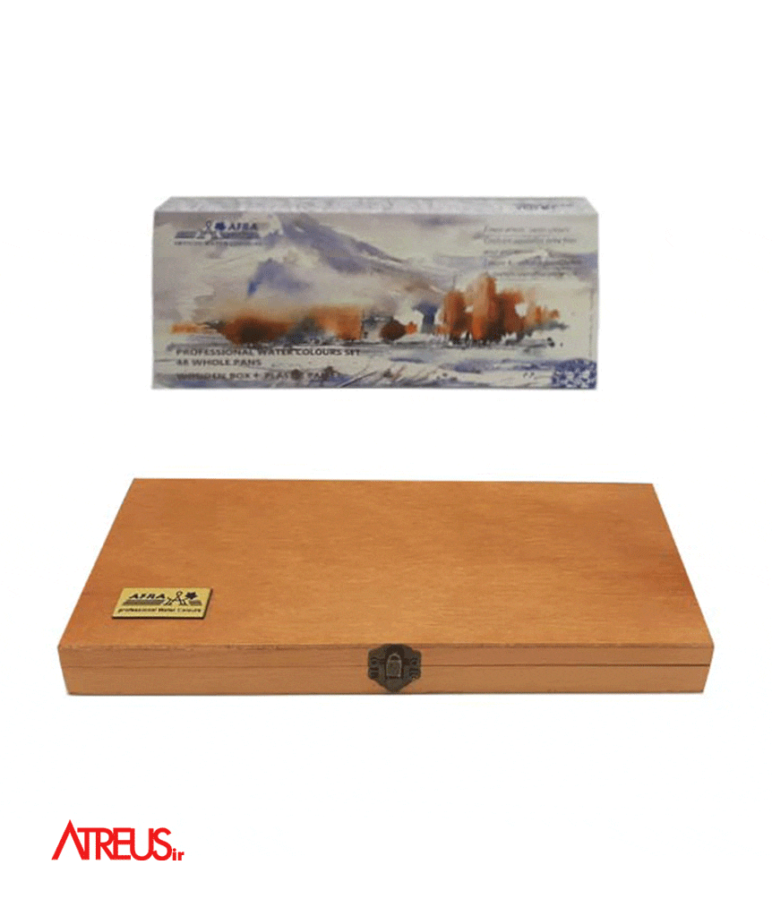 آبرنگ افرا 48رنگ جعبه چوبی AFRA