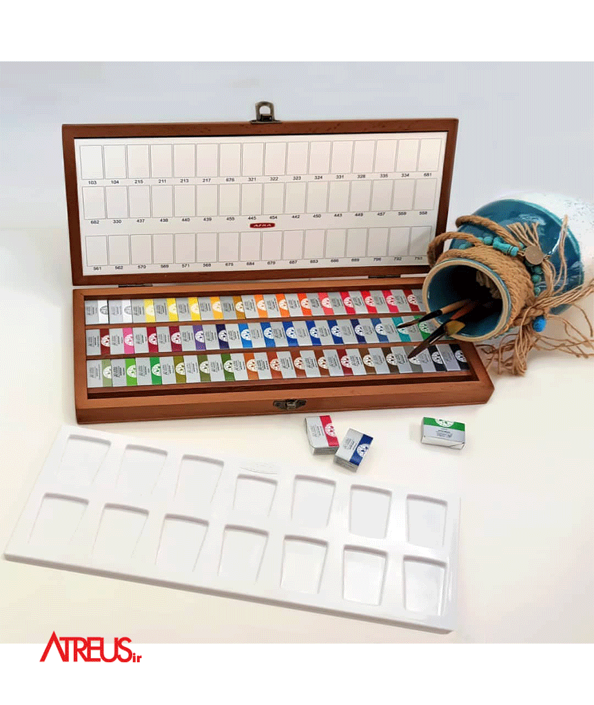 آبرنگ افرا 48رنگ جعبه چوبی