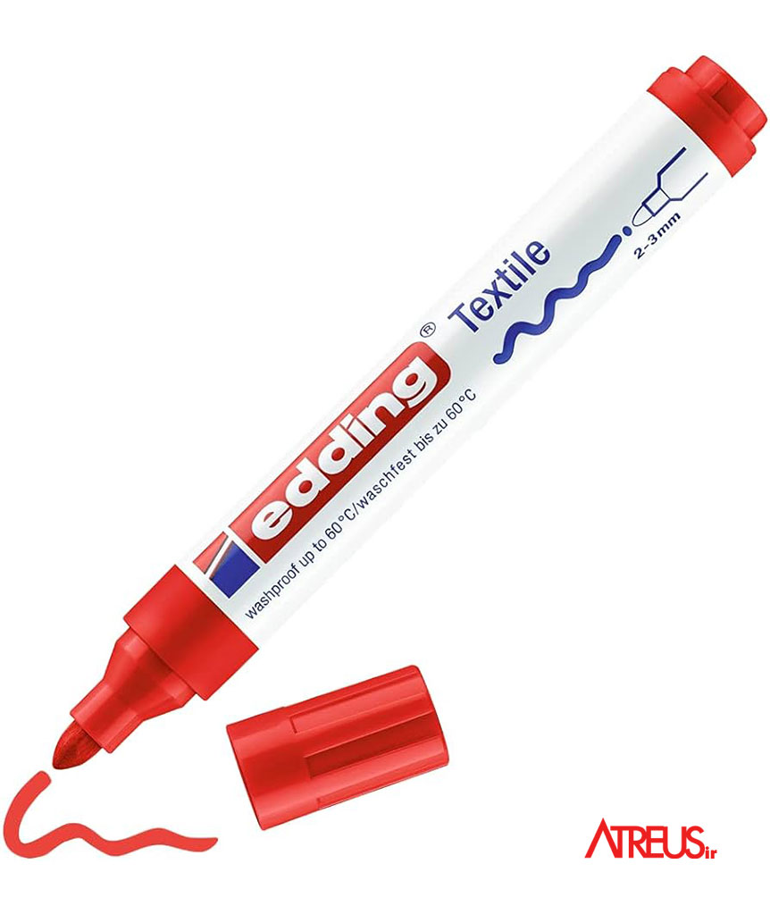 ماژیک پارچه قرمز edding 4